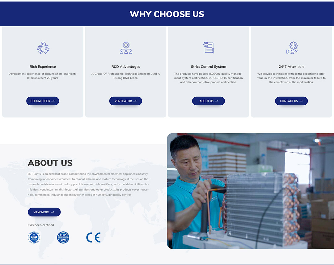 蓝徒智能科技外贸网站建设之首页公司介绍页面设计