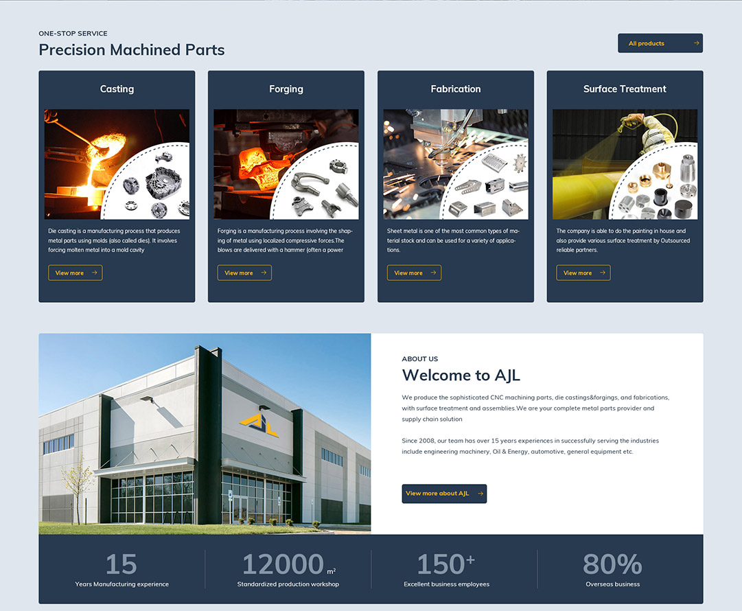 机械加工行业外贸B2B网站设计效果图